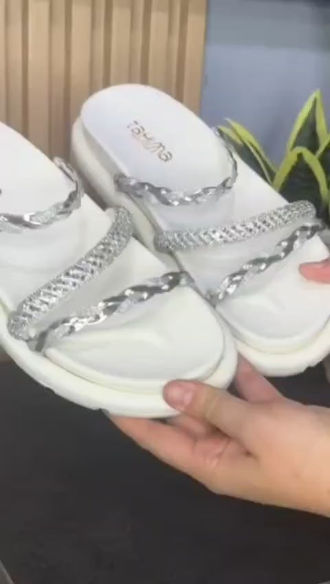 Sandalias Tahima Canoa mujer – tiras cruzadas con brillo y suela EVA ultraliviana